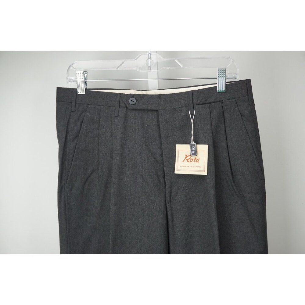 Rota Solid Gray 100% Wool Mens Dress Pants Sz 48 BRAND NEW